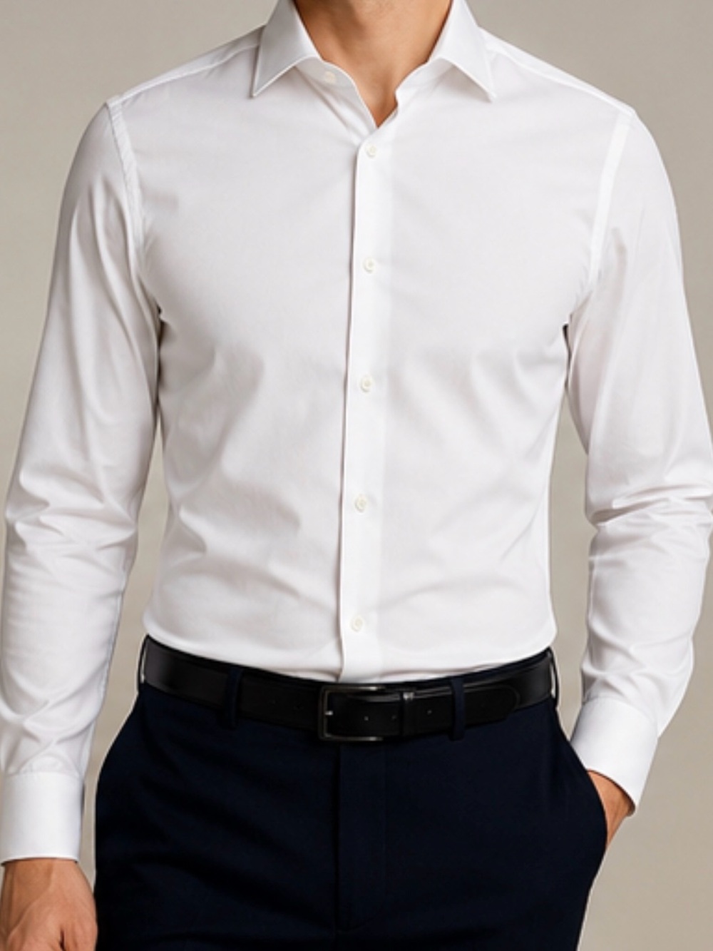 Hugo Boss White Men's Dress Shirt - Classic Collared Button-Front